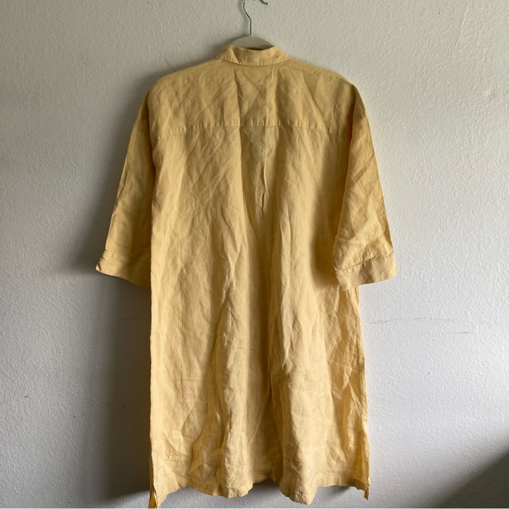 J. Jill Pure Linen Patch Pocket Shirt Dress Midi Butter Yellow Size XS NWT - Picture 4 of 10